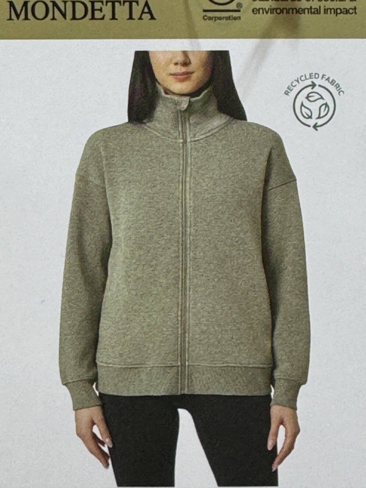 MONDETTA Women’s Heathered Full Zip Fleece, Heather Green, Size S