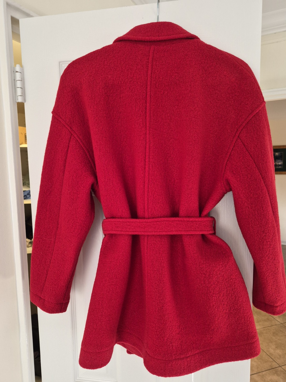 J.Crew Women’s Red Italian Wrap Coat Belted Button Collared Pockets Petite LP