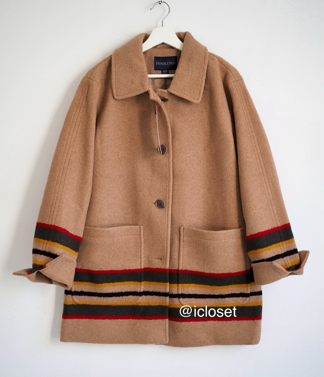 Pendleton Wool Blend Topper Coat Size XL Desert Beige New Ships from USA