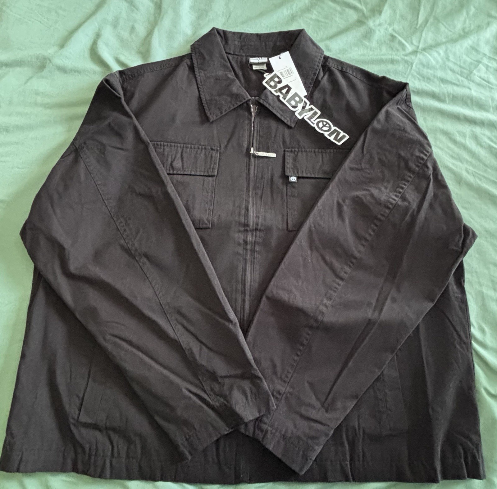 BRAND NEW! BABYLON Men’s Black Full Zip-Up BB Workers Jacket Pockets, Size L
