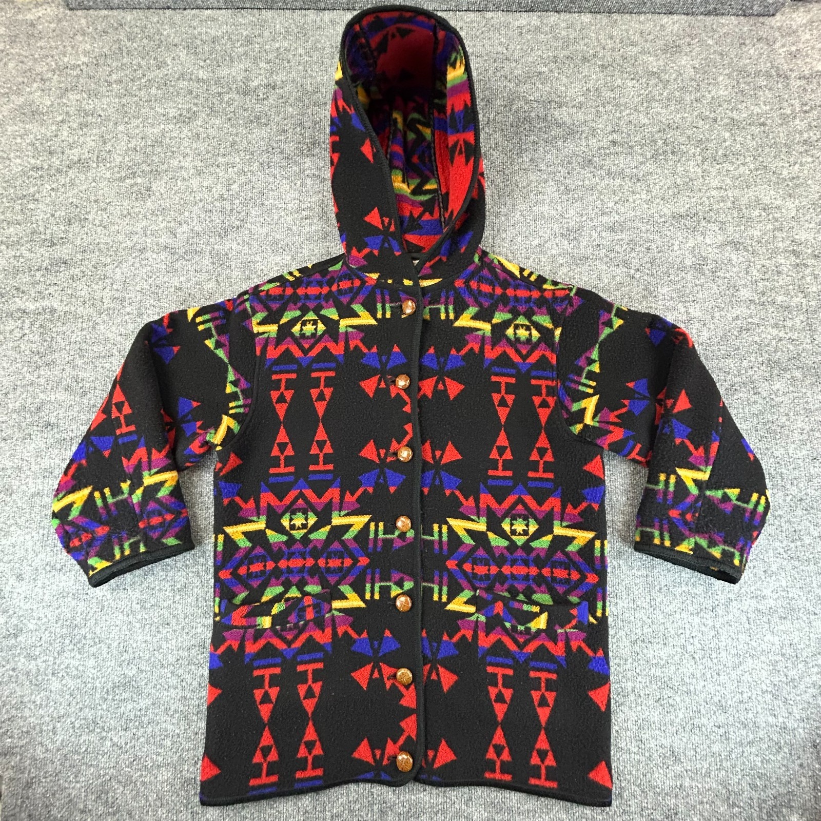 VTG United Colors of Benetton Coat Womens 42 Aztec Southwestern Boho Cottagecore