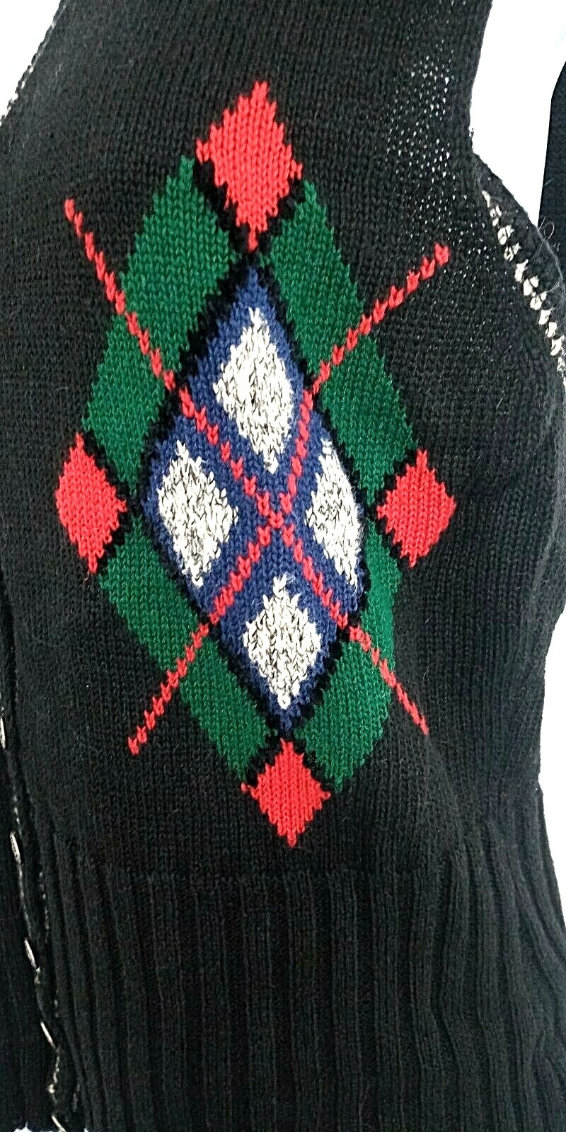 Vintage Susan Bristol Sweater Vest Women’s S Small Black Argyle Preppy Grandma