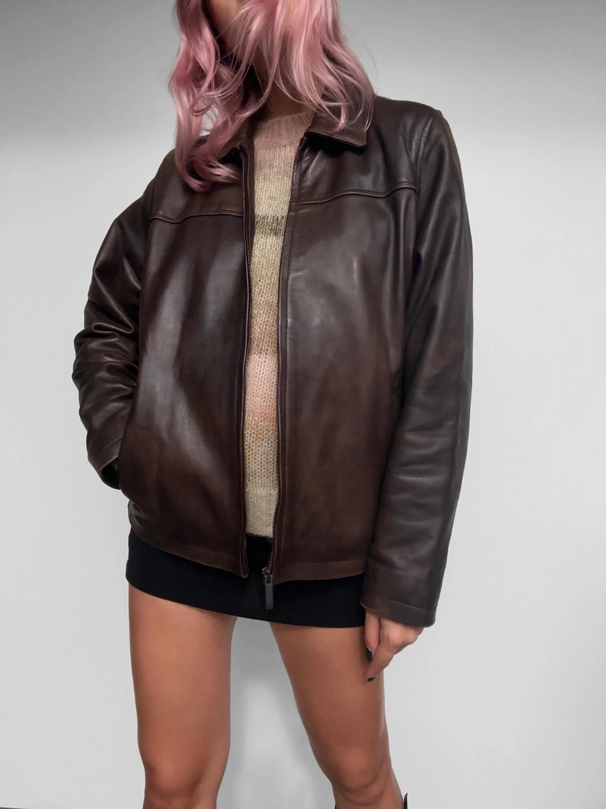 Classic Brown Genuine Leather Jacket Women’s Fashion Everyday Wear XS to 2XL