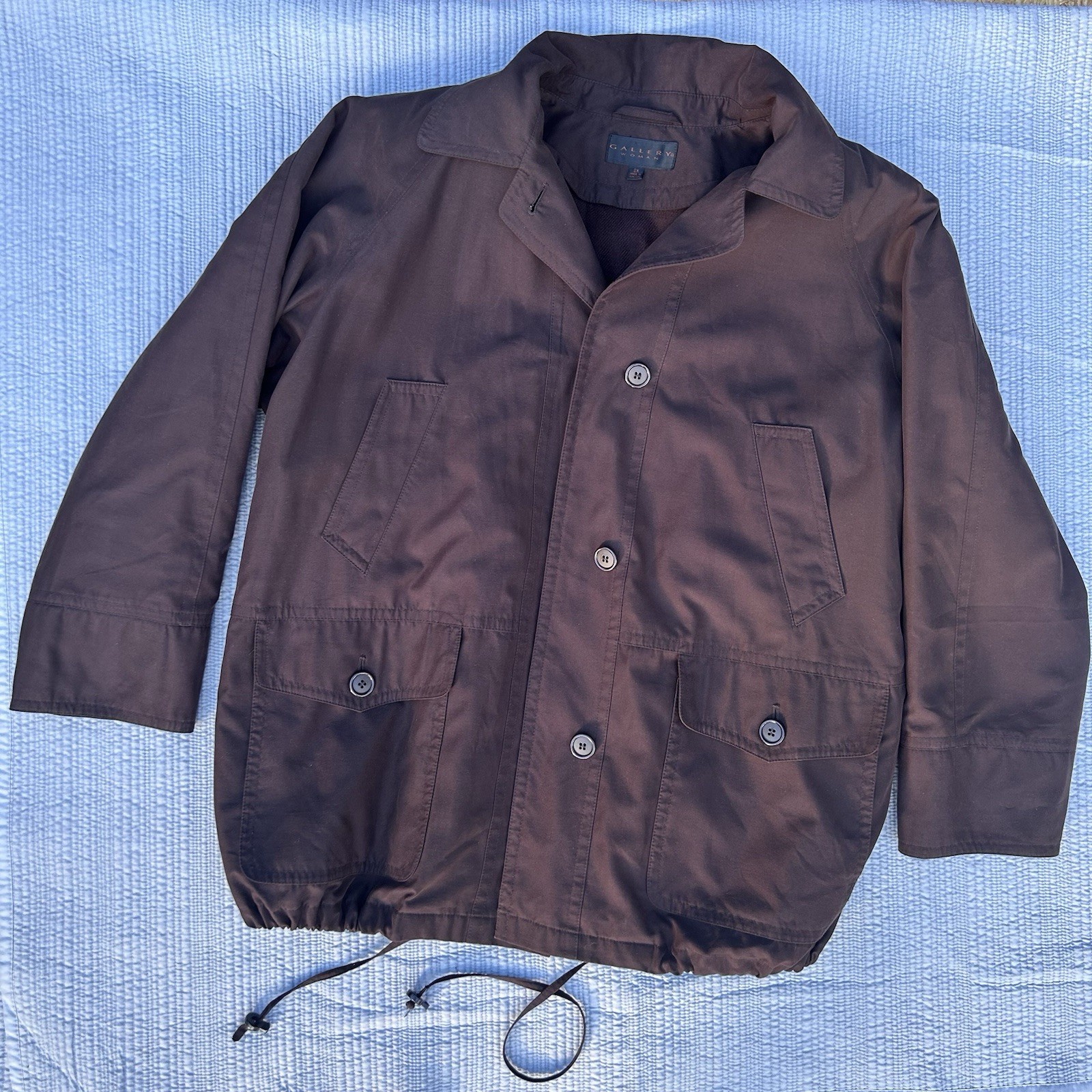 Womans 2X Chocolate Brown Chore Barn Work Coat Button Removable Liner