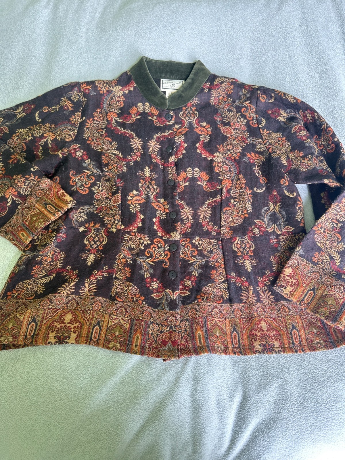 Vintage April Cornell Jacket Womens Large Wool Bohemian Embroidered Folk Art