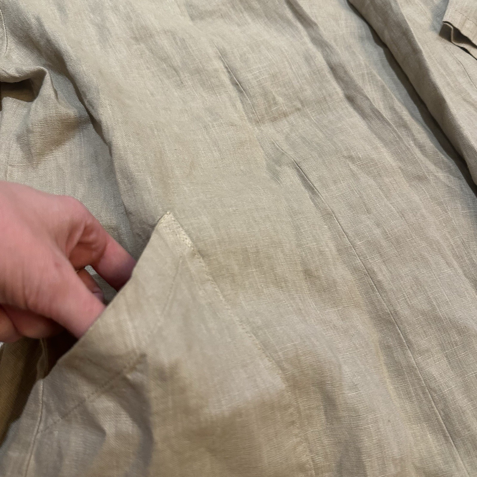 NWOT Fresh Laundry Women’s Pure Linen Long Line Jacket Oversized Sz S Lagenlook