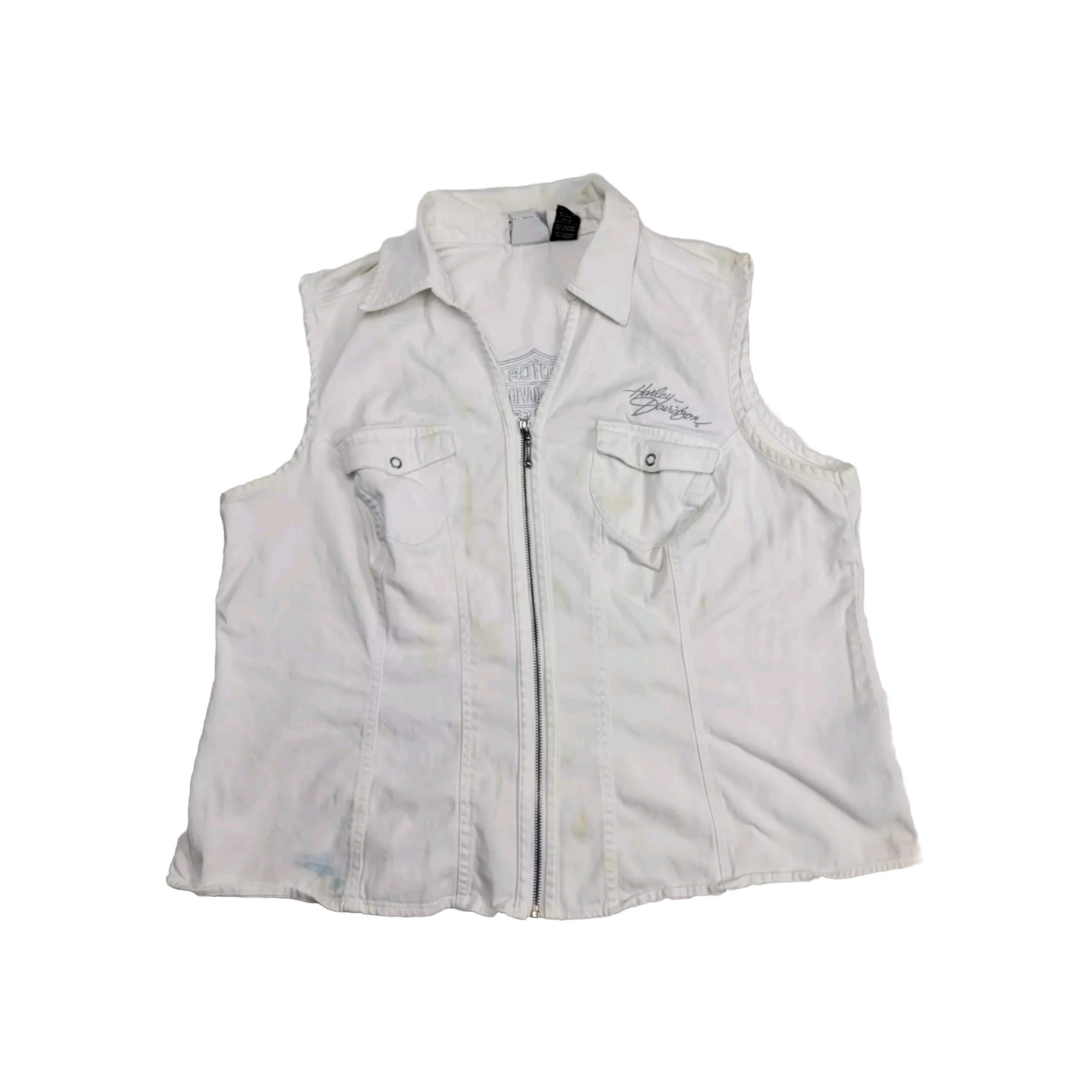 Vintage Harley Davidson Motorcycles Women’s 1W White Vest Bling