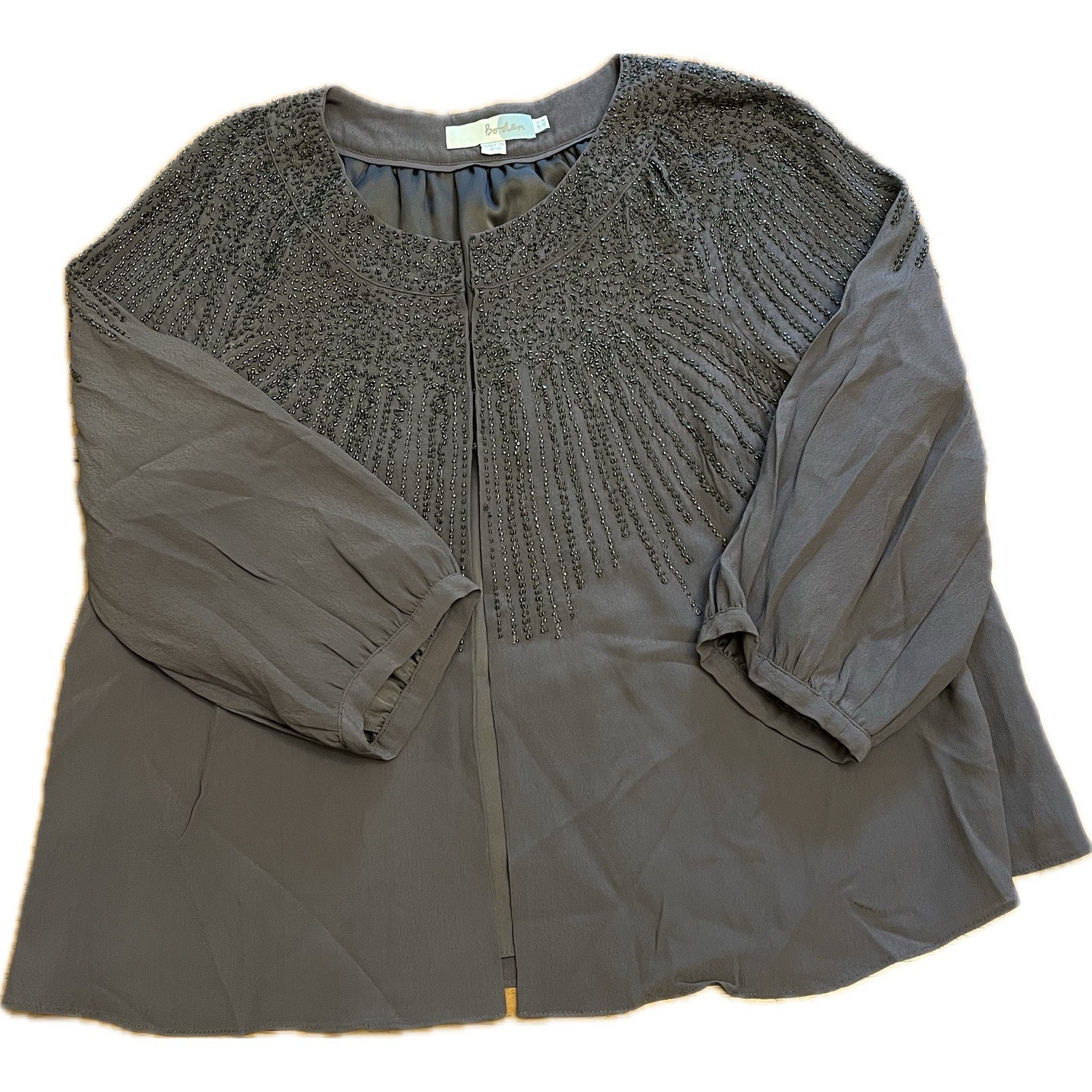 Boden Women’s Size 8 Beaded Stella Evening Jacket Gray