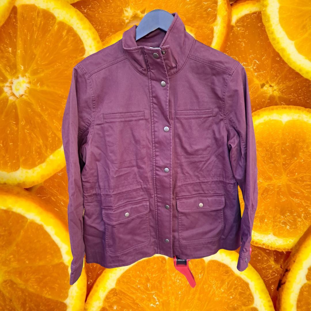 L.L. Bean Maroon Button Zip Flannel Lined Drawstring Center Jacket Size SP