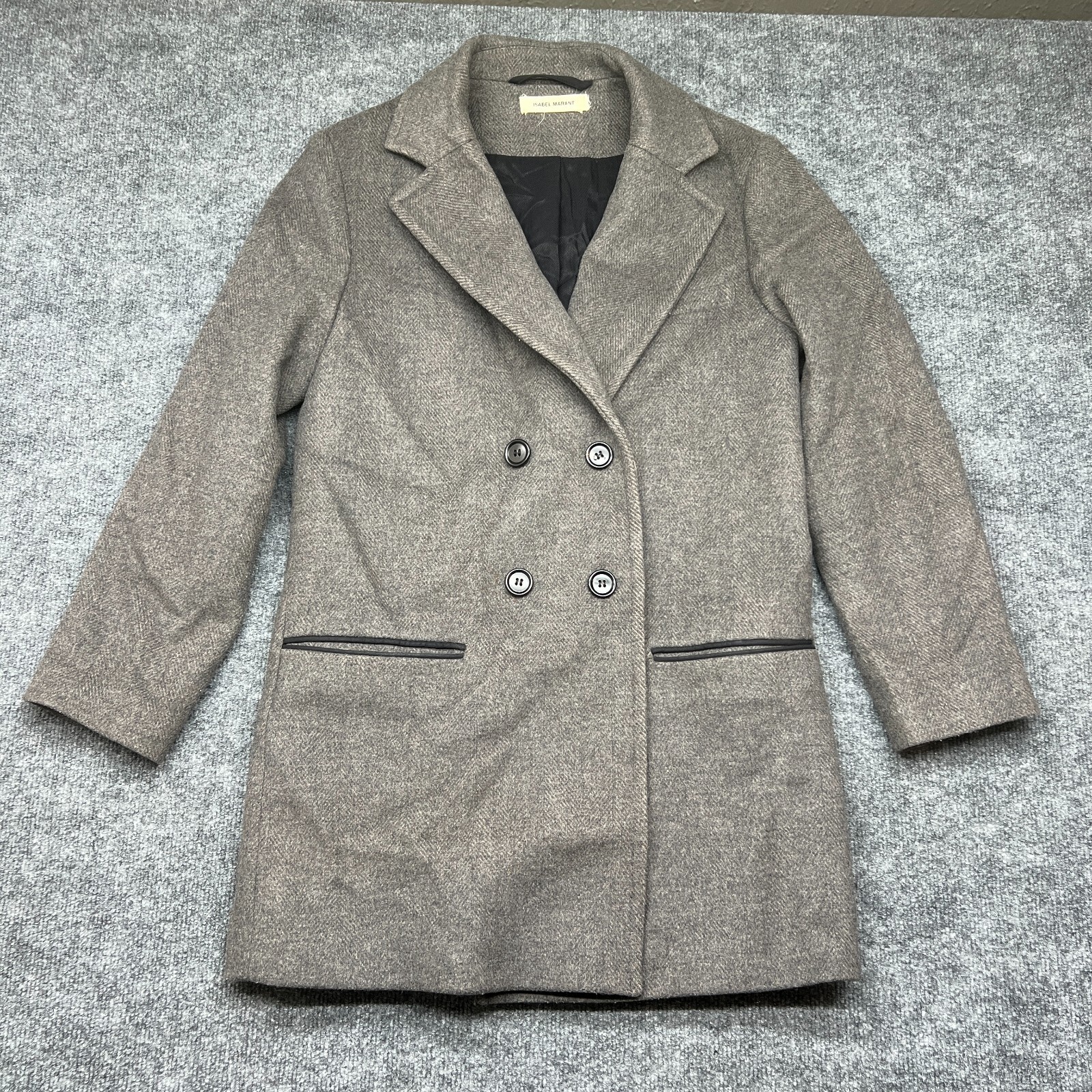 Isabel Marant Womens Wool Blend Gray Double Breasted Coat size US 2