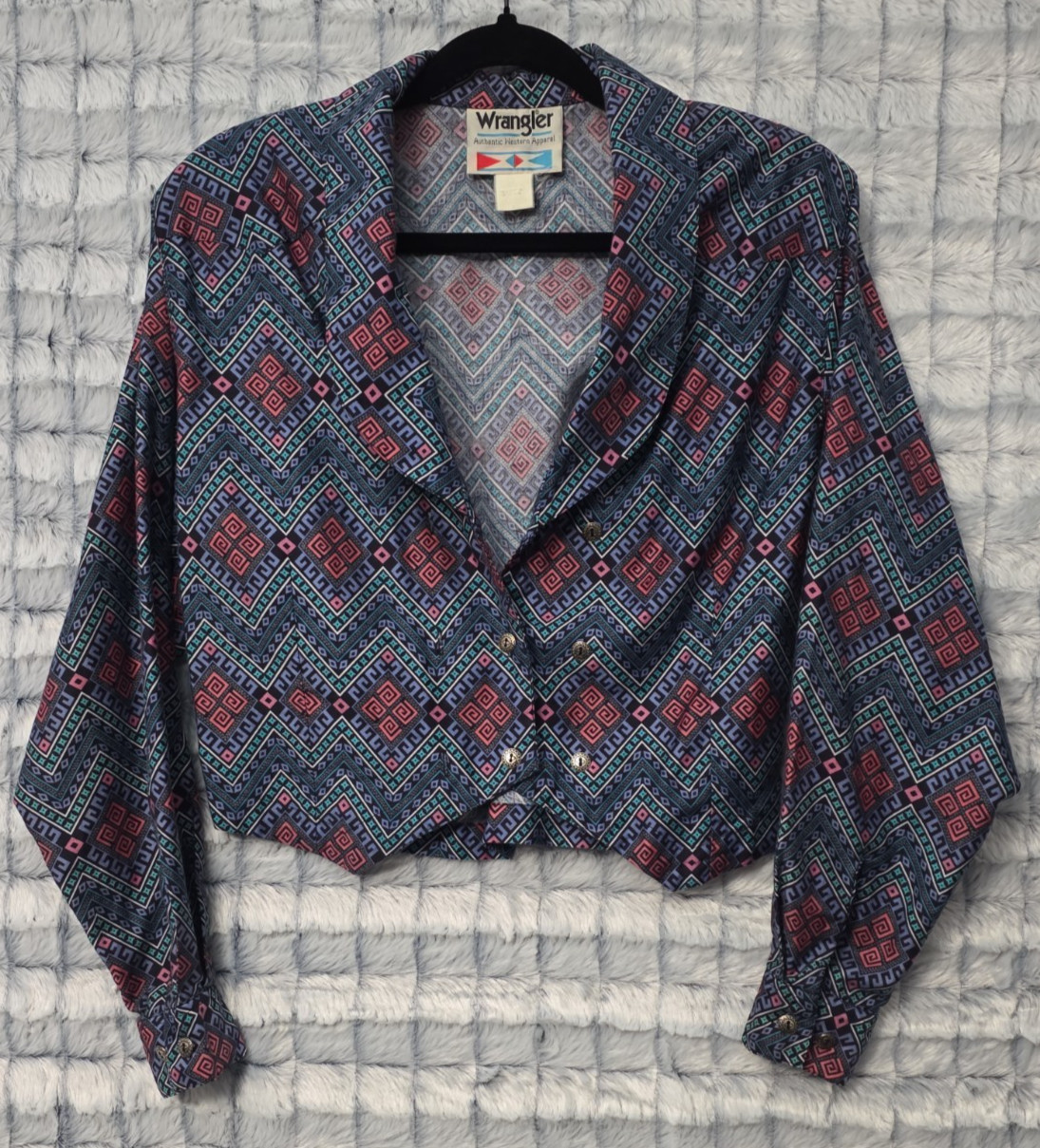 Wrangler Vintage Cropped Geometric Jacket Women’s Large Southwestern Aztec Rodeo