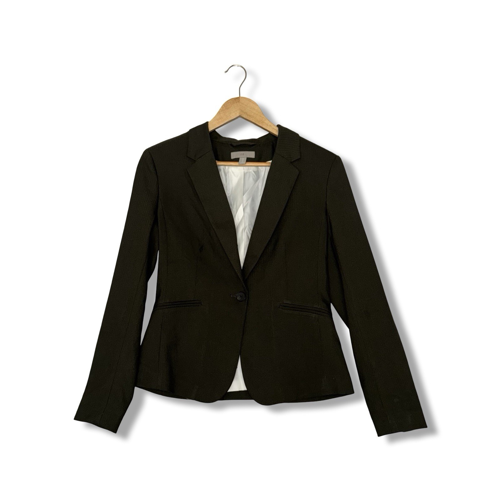 H&M Womens Dark Green Tailored Blazer Smart Office Work Jacket UK 10 EUR 38
