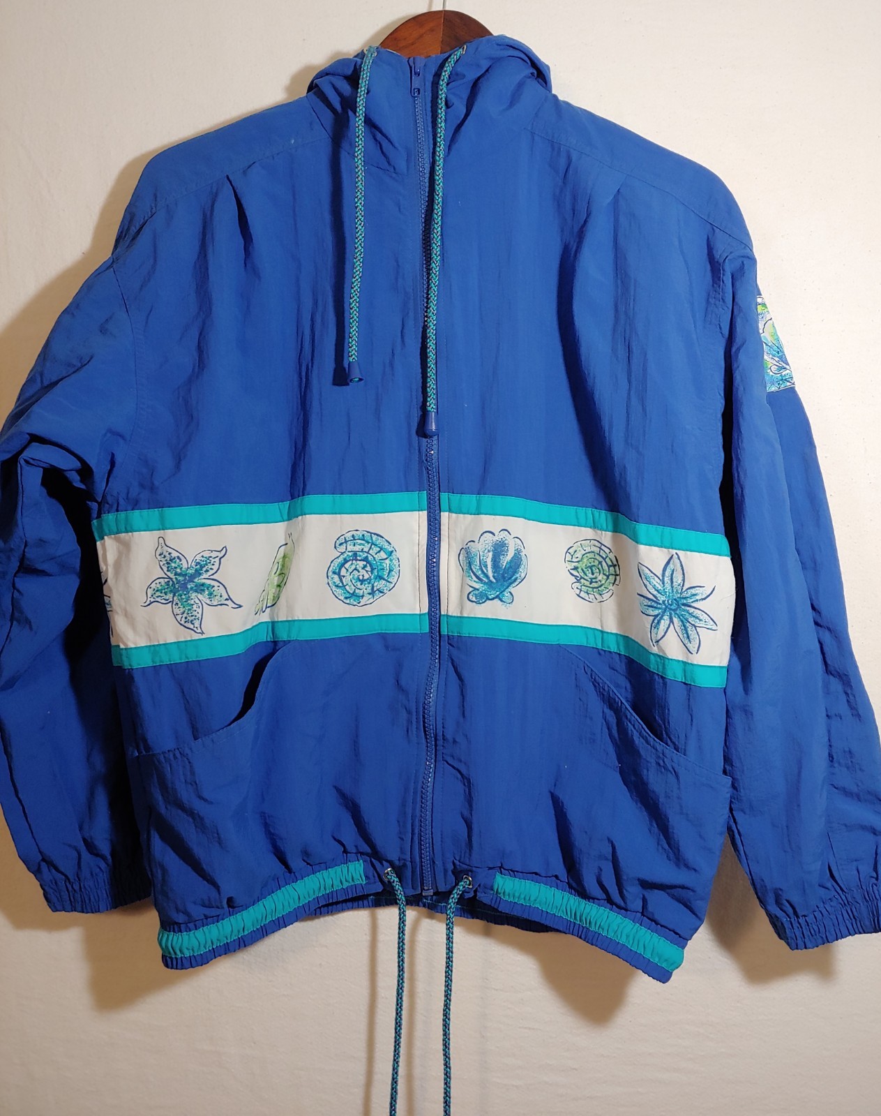 Womens White Stag Sport Collection Vintage Windbreaker Jacket Blue Size S Small