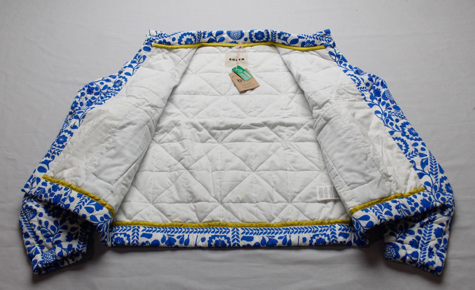 Boden Women’s Plus Highbury Quilted Vine Tile Printed Jacket LB3 Blue Size 1X