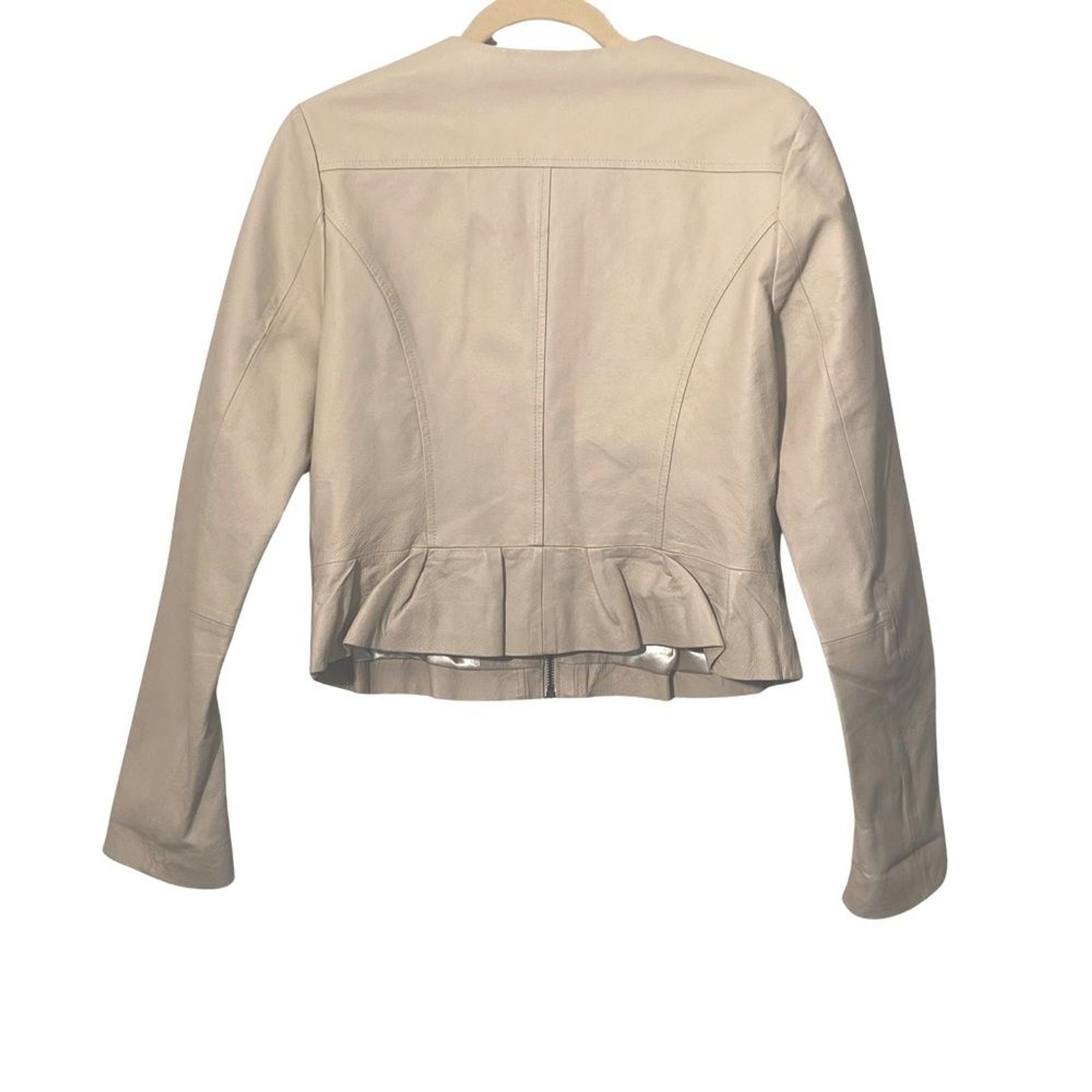 BB Dakota Steve Madden Cream Leather Jacket Minimalist Moto Size S