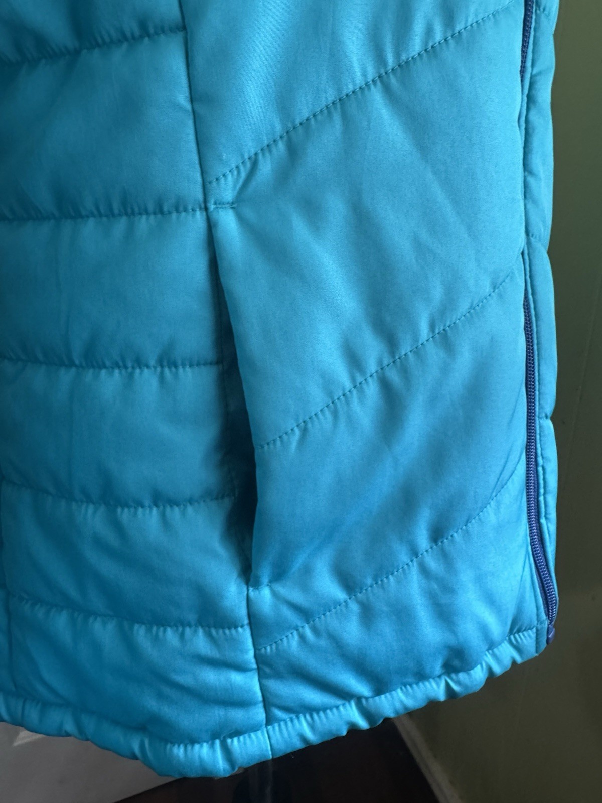 Faded Glory Full Zip Quilted Puffer Women’s Aqua Falls Jacket Size M