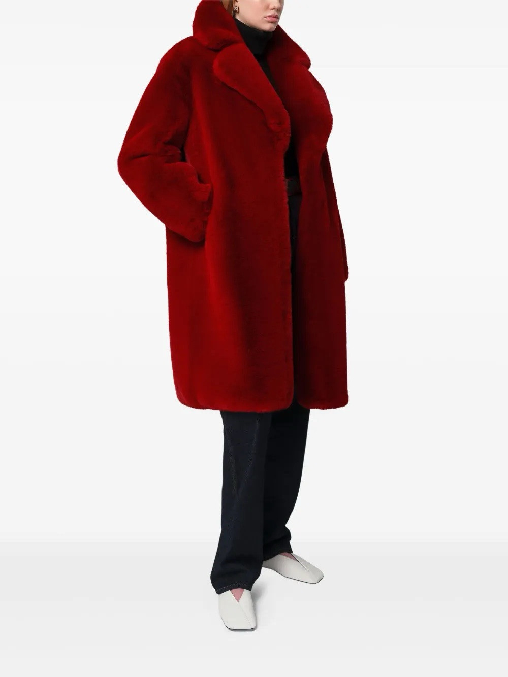 Cliche Women’s Size Medium Red Faux Fur Punk Elegance Coat Jacket