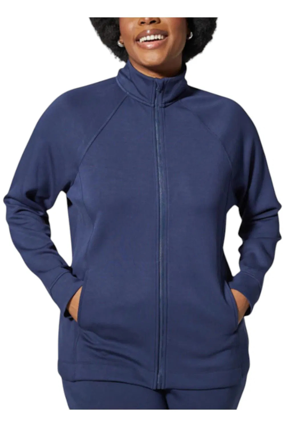 Cuddl Duds Women’s Smooth Knit Jersey Full Zip Jacket Navy