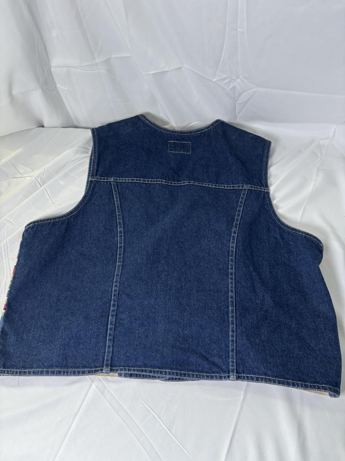 Vintage Susan Bristol Aztec Southwestern Button Up Denim Vest Womens Size L