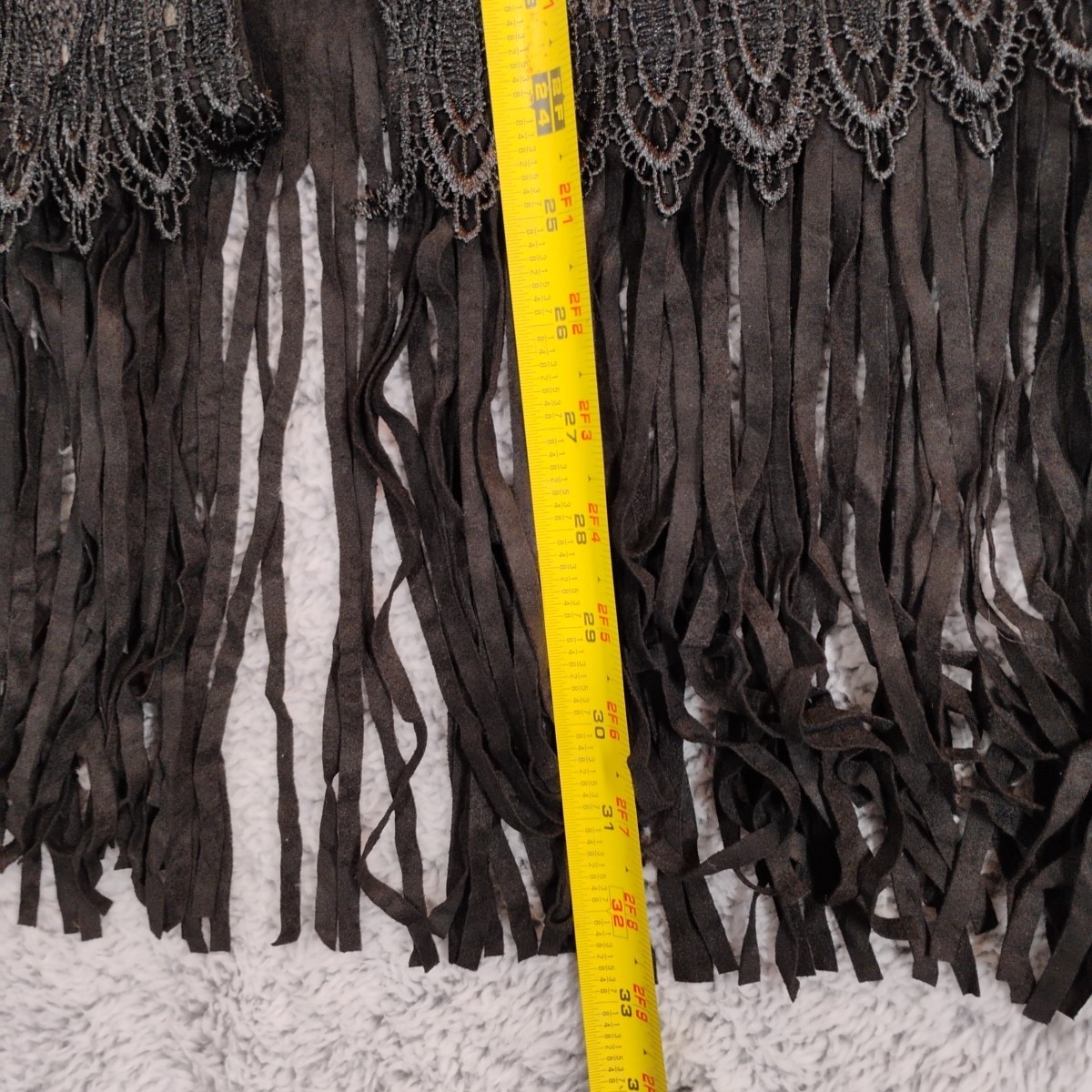 NWT Bagatelle City Ladies Vest Medium Black Faux Leather Long Fringe Mesh New