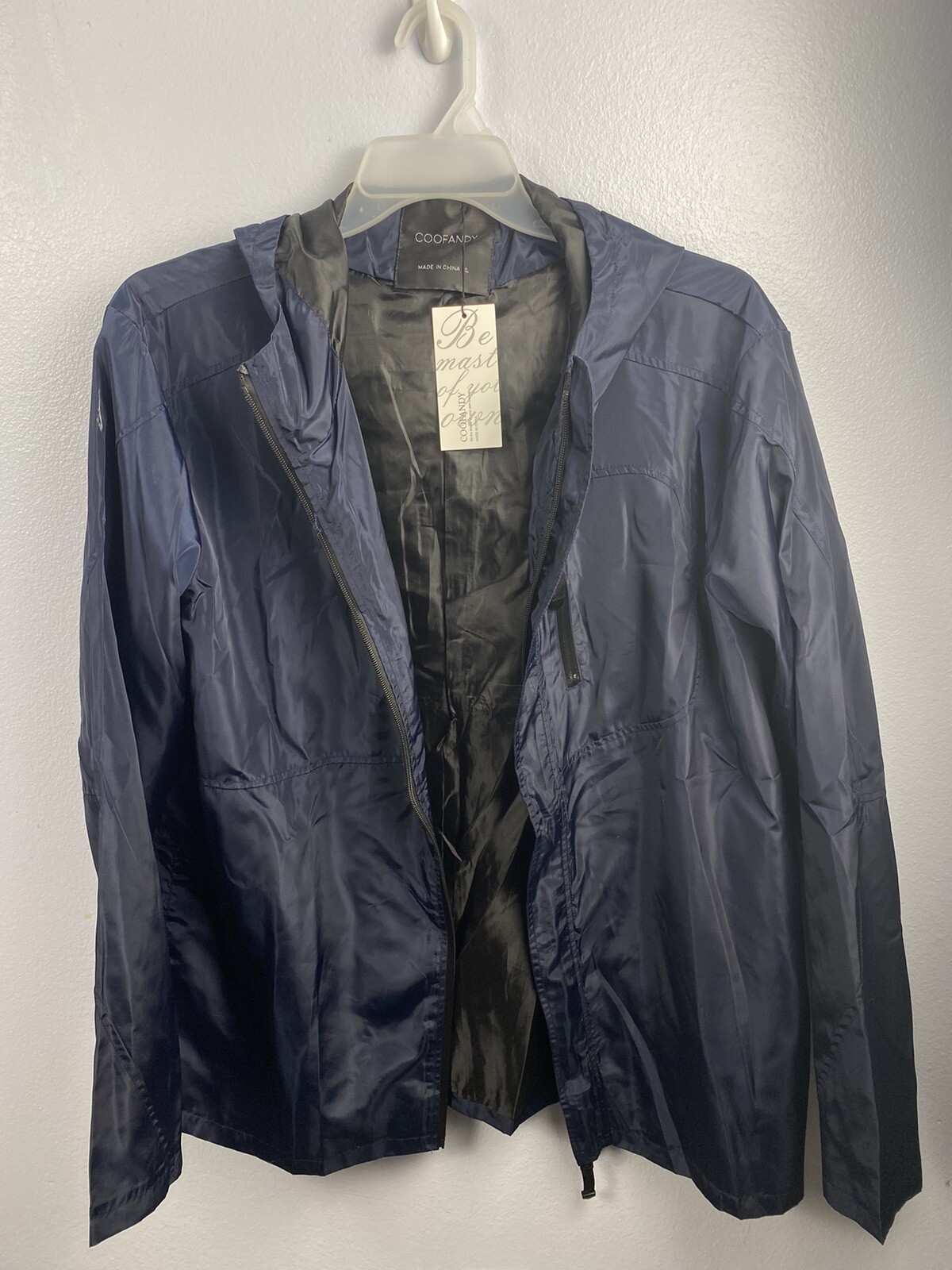 Coofandy Unisex Trench Coat Windbreaker Jacket Casual Zip-Front Rain Coat XL