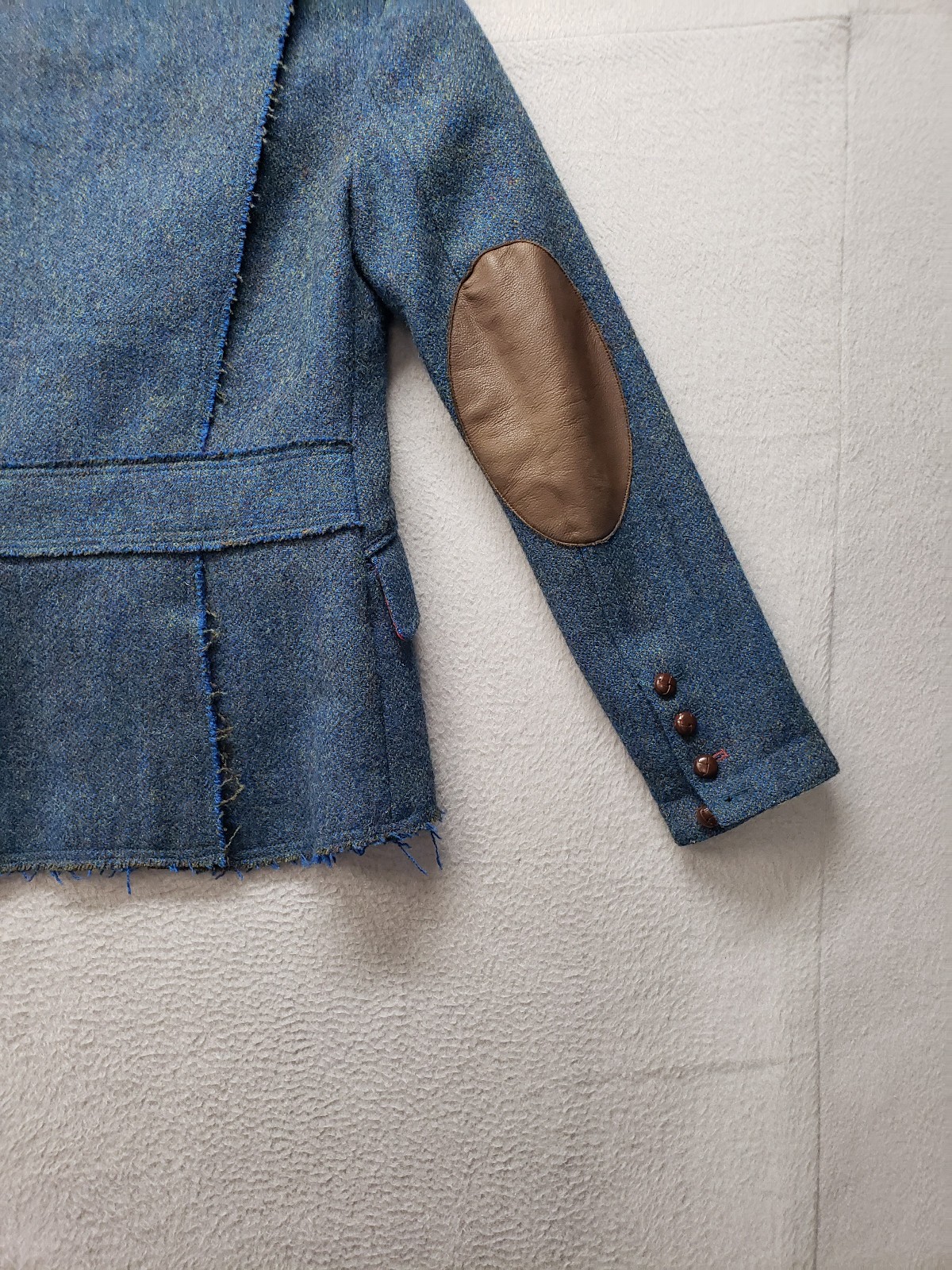 Elevenses Women Blazer Jacket 6 Blue Tweed Single Breasted Pockets Collar Formal
