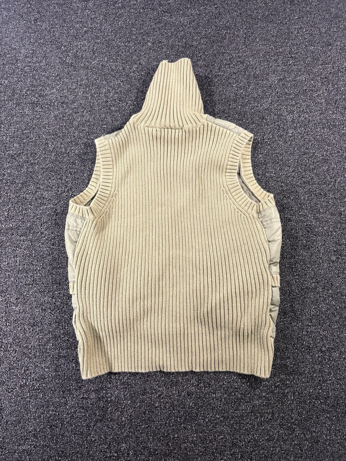 DKNY Jeans Petites Padded Vest Olive Green Junior Small Ribbed Back Knot Cotton