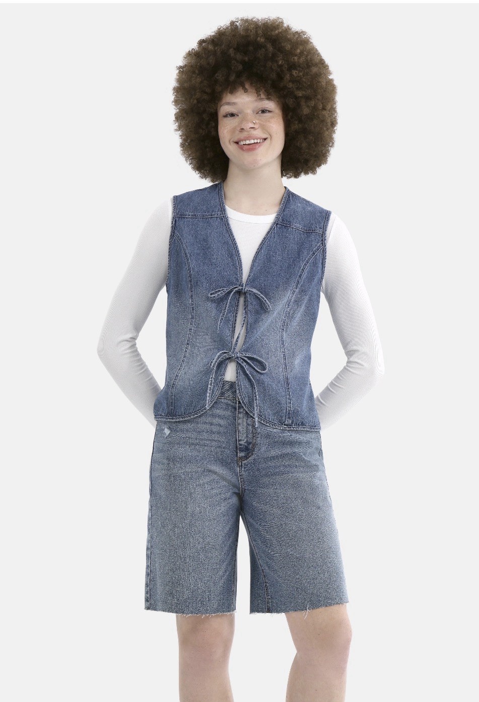 New No Boundaries Women’s Denim Vest, SIZE (L-XL, XXL-XXXL) COLORS (Black, Blue)