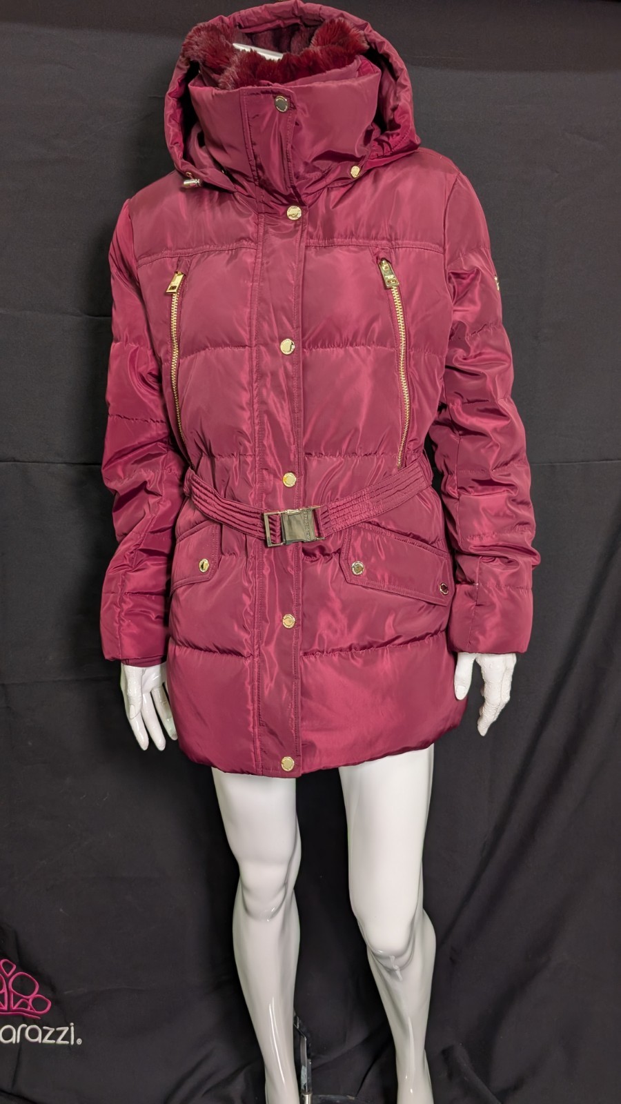 Michael Kors Belted Puffer Coat in a dark ruby or burgundy red Size L Indonesia