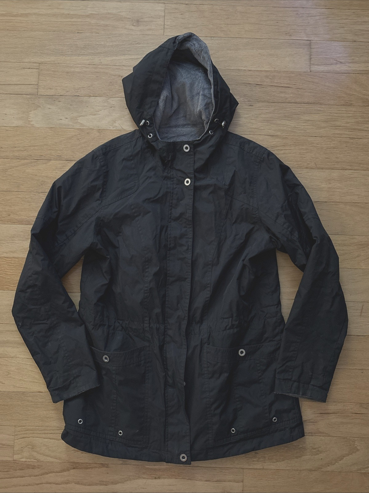 Below Zero Black Fleece-Lined Reversible Hooded Jacket Coat – Women’s Size Small