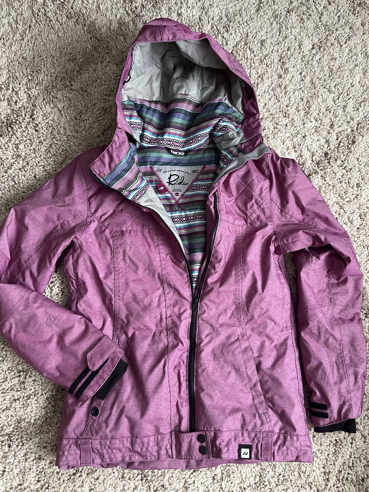 RIDE Snowboard Jacket Womens Small Hooded Strata HD 2 15K Pink ACT SKI $200