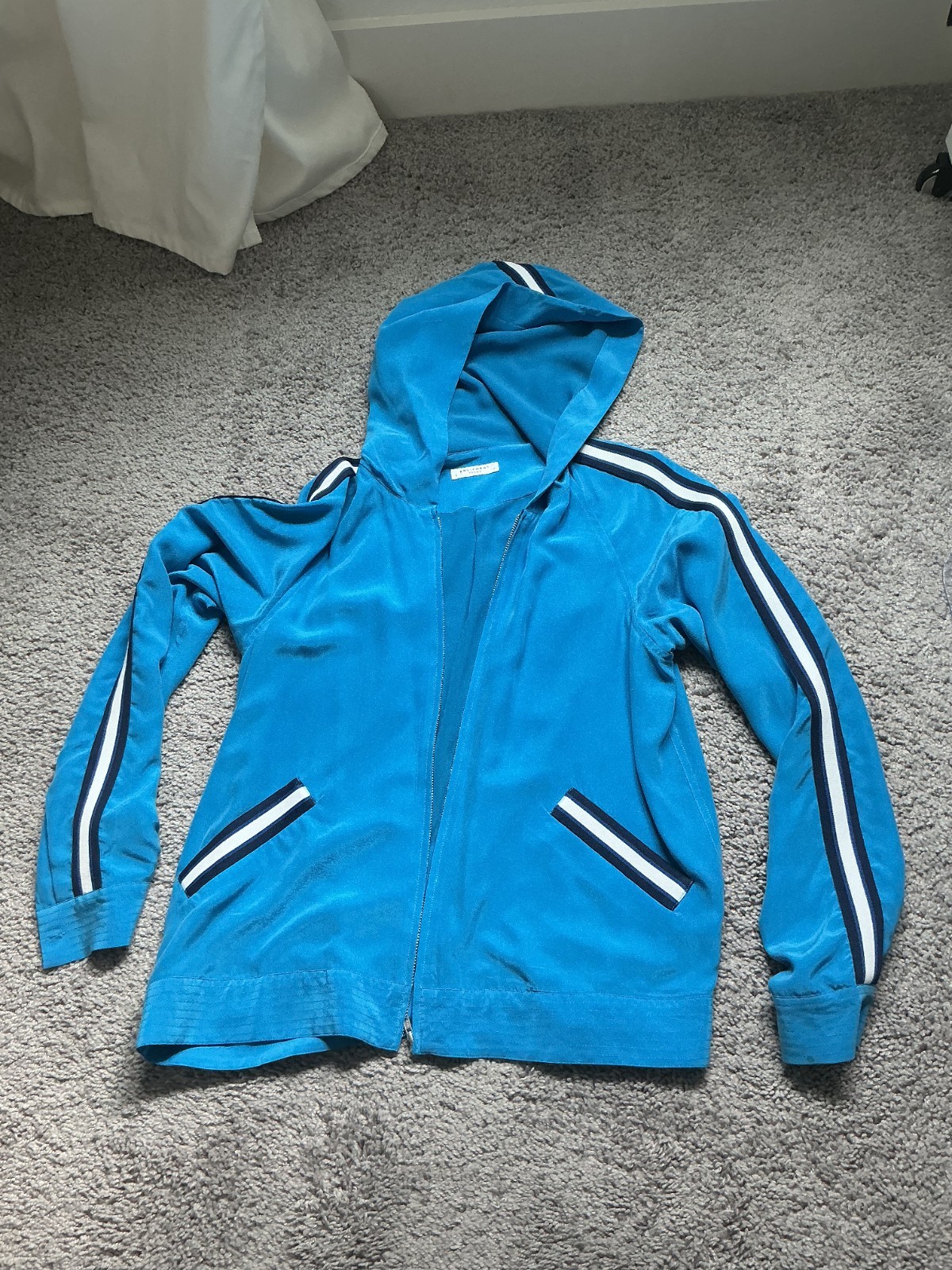 Equipment Silk Bomber Jacket Blue Size S