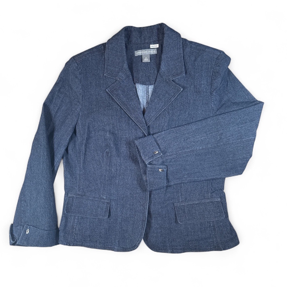 Josephine Chaus Structured Stretch Denim Blazer Jacket Women Sz 10 Office Casual