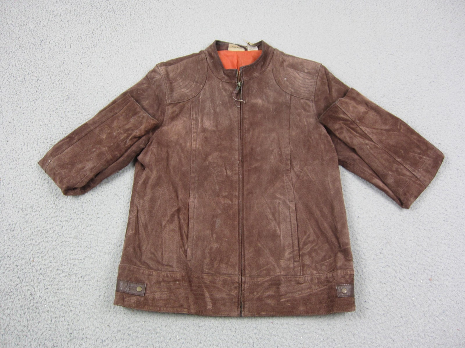 Vintage Ruff Hewn Leather Jacket Womens Medium Brown Suede Full Zip Y2K Ladies