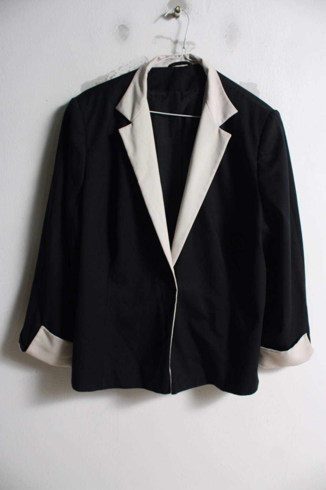 Principles Womens Vintage 90s Contrast Blazer Jacket – Black – Size 18 (vv)