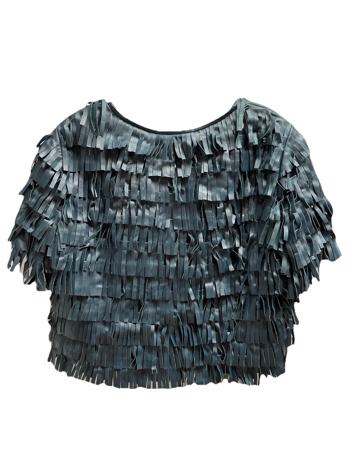 ESCADA Sport Lugana NWT $1450 Dark Emerald Lamb Leather Fringe Jacket 40 8-10