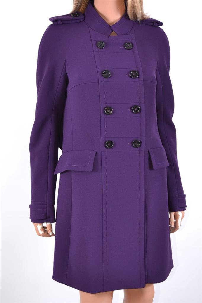 New Burberry Prorsum $2,595 Purple Wool Runway Military Coat Jacket 12 46