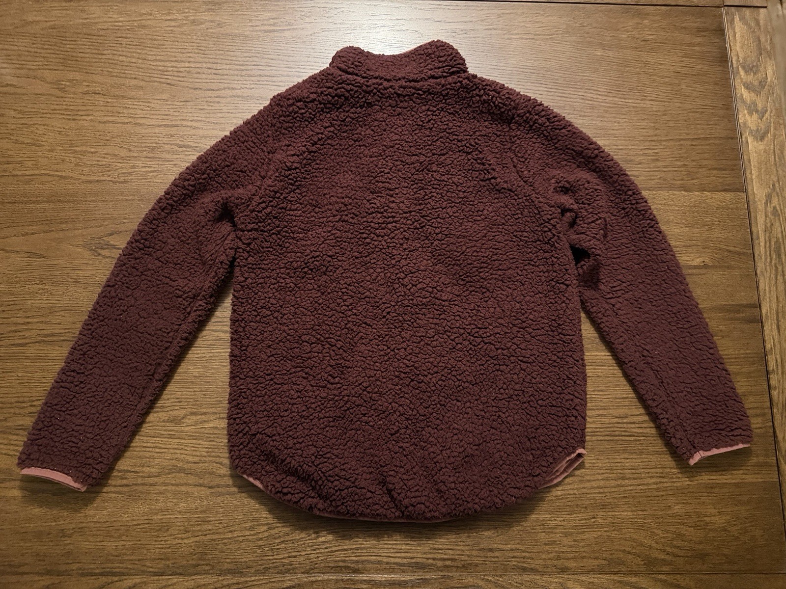 Abercrombie & Fitch Burgundy Teddy Jacket with Satin Trim