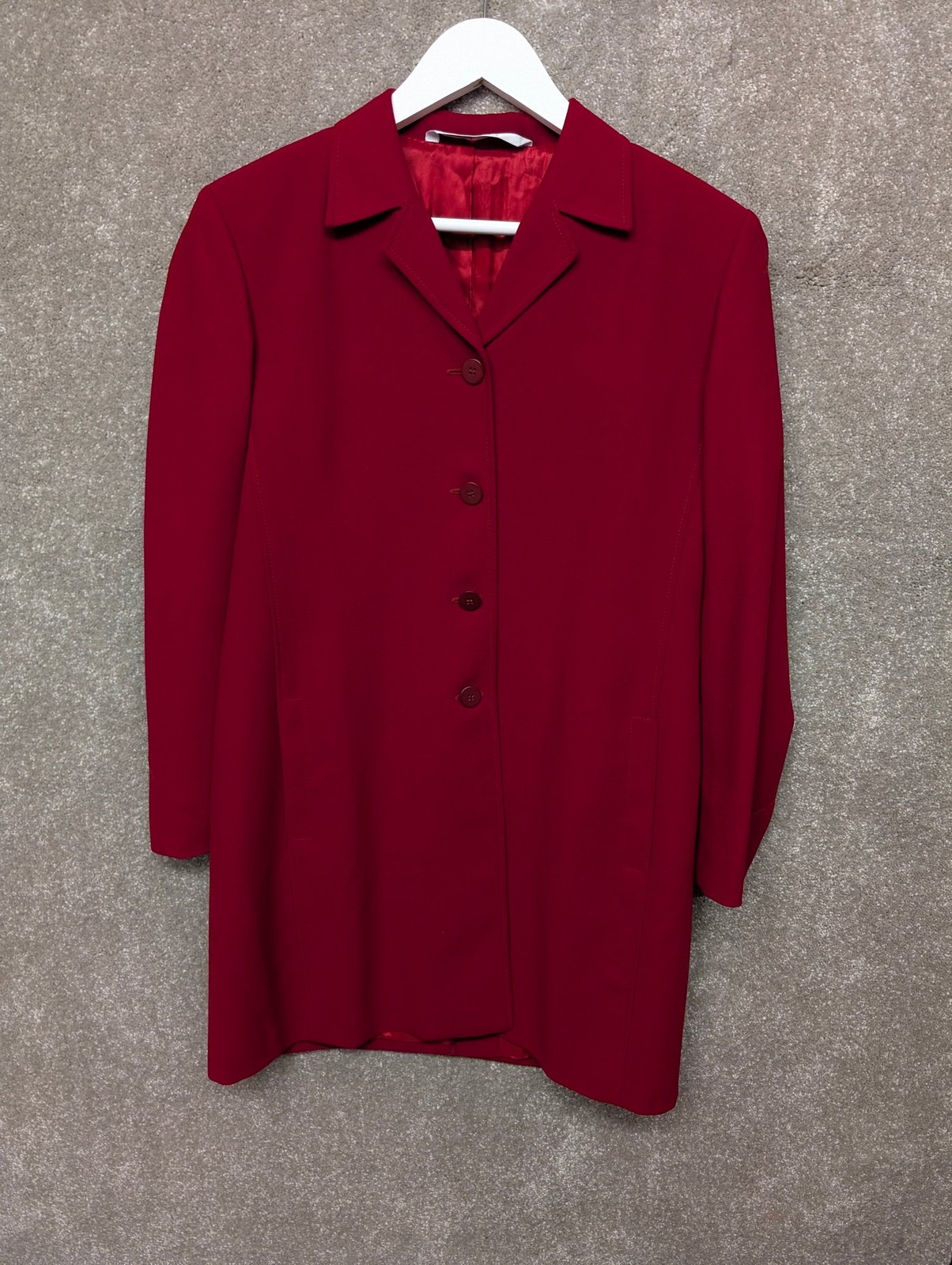 Marks & Spencer Jacket Womens Size UK 12 Red Wool Standard Fit St Michael M&S