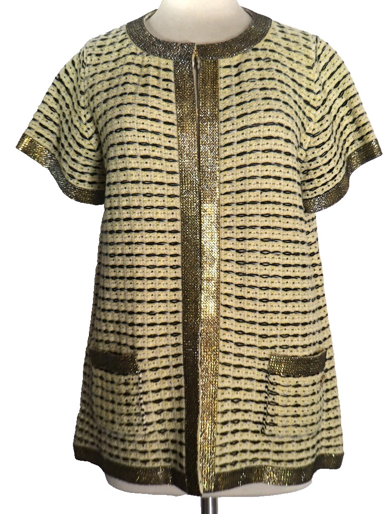 CHANEL Cashmere Knit Jacket with Austrian Crystals EU42 Butter Yellow