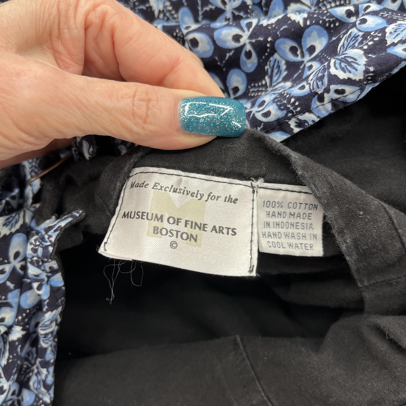 Museum Fine Arts Boston Jacket Womens OS Blue Floral Kimono Handmade Lagenlook