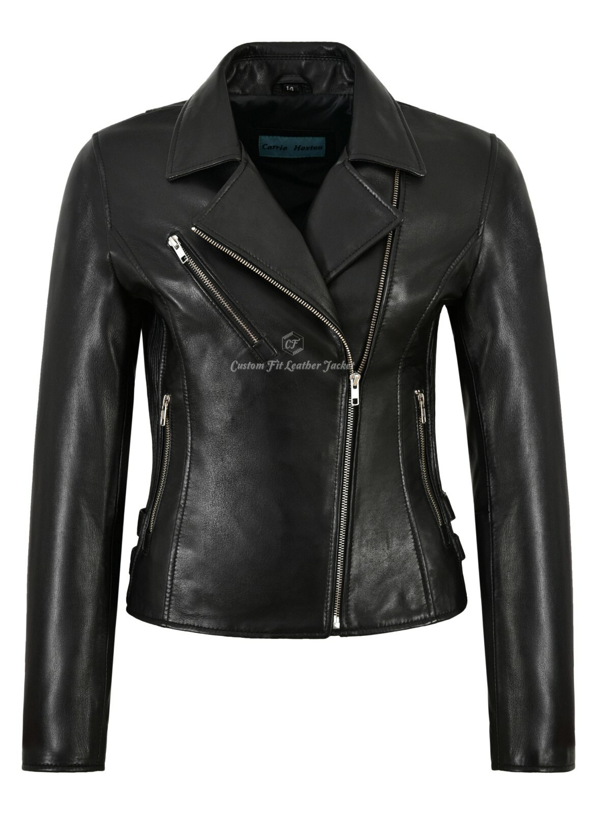 Ladies Leather Jacket Black 100% Real Lambskin Casual Fashion Biker Style 1989