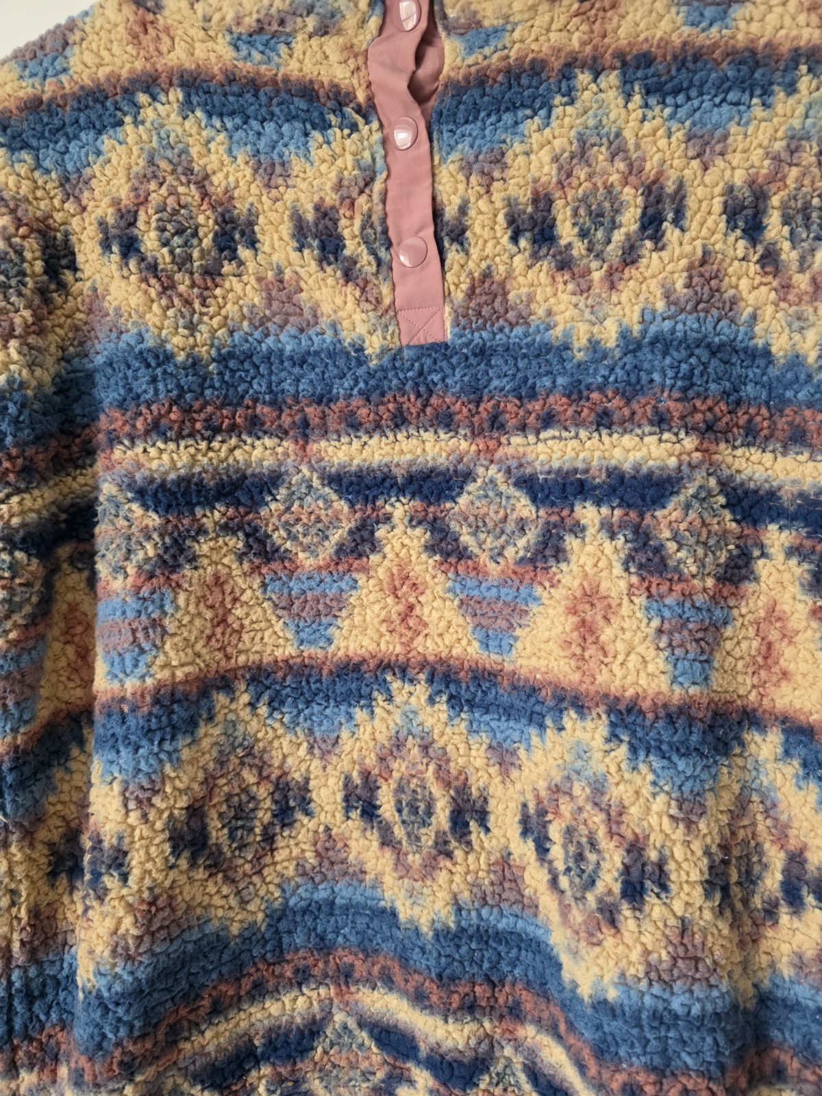 SO Multicoloured Aztec Design Fleece Jacket Size L UK 14-16