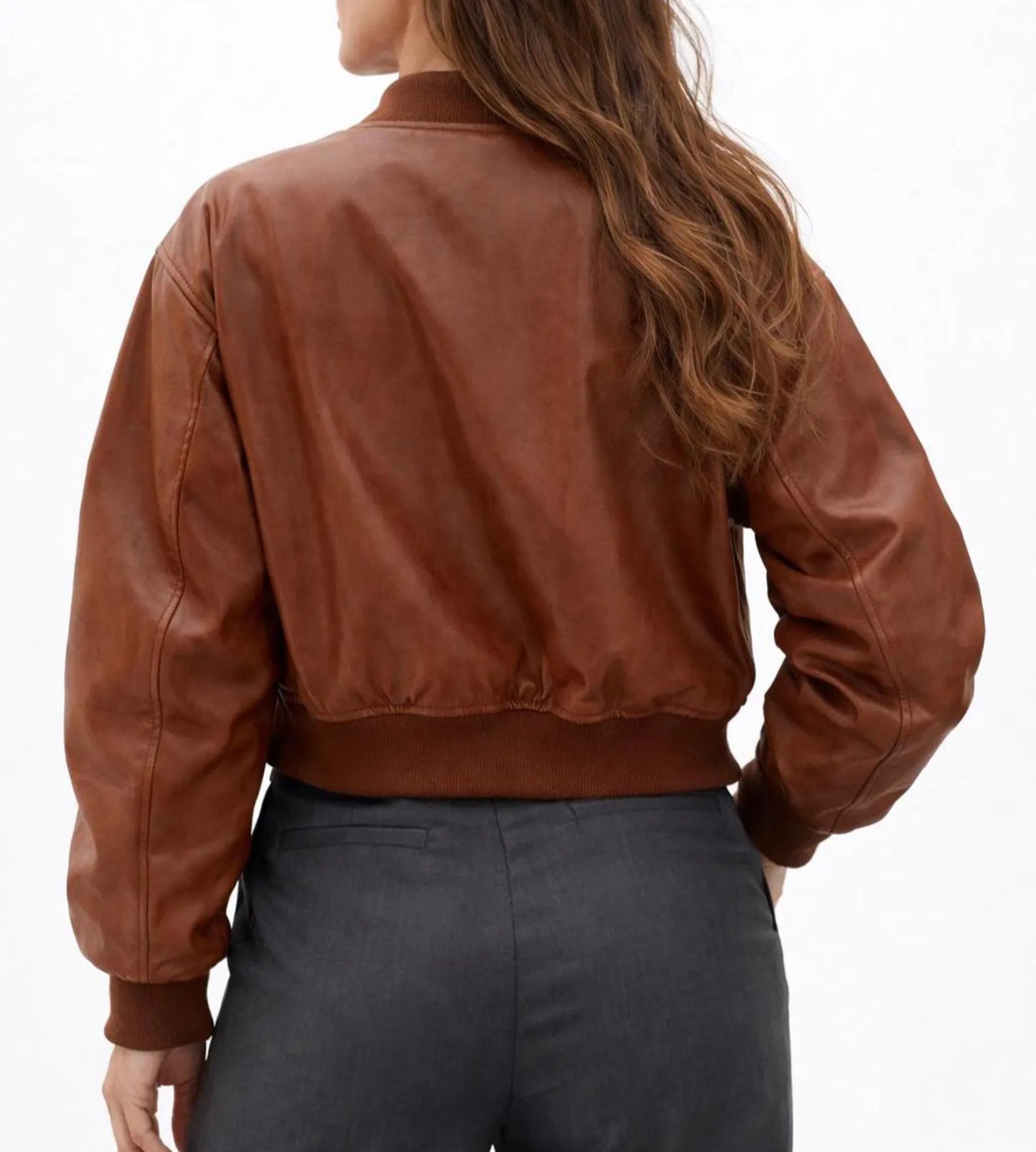 Women Urban Lambskin Leather Bomber Jacket Cropped Aviation Style Coat Handmade