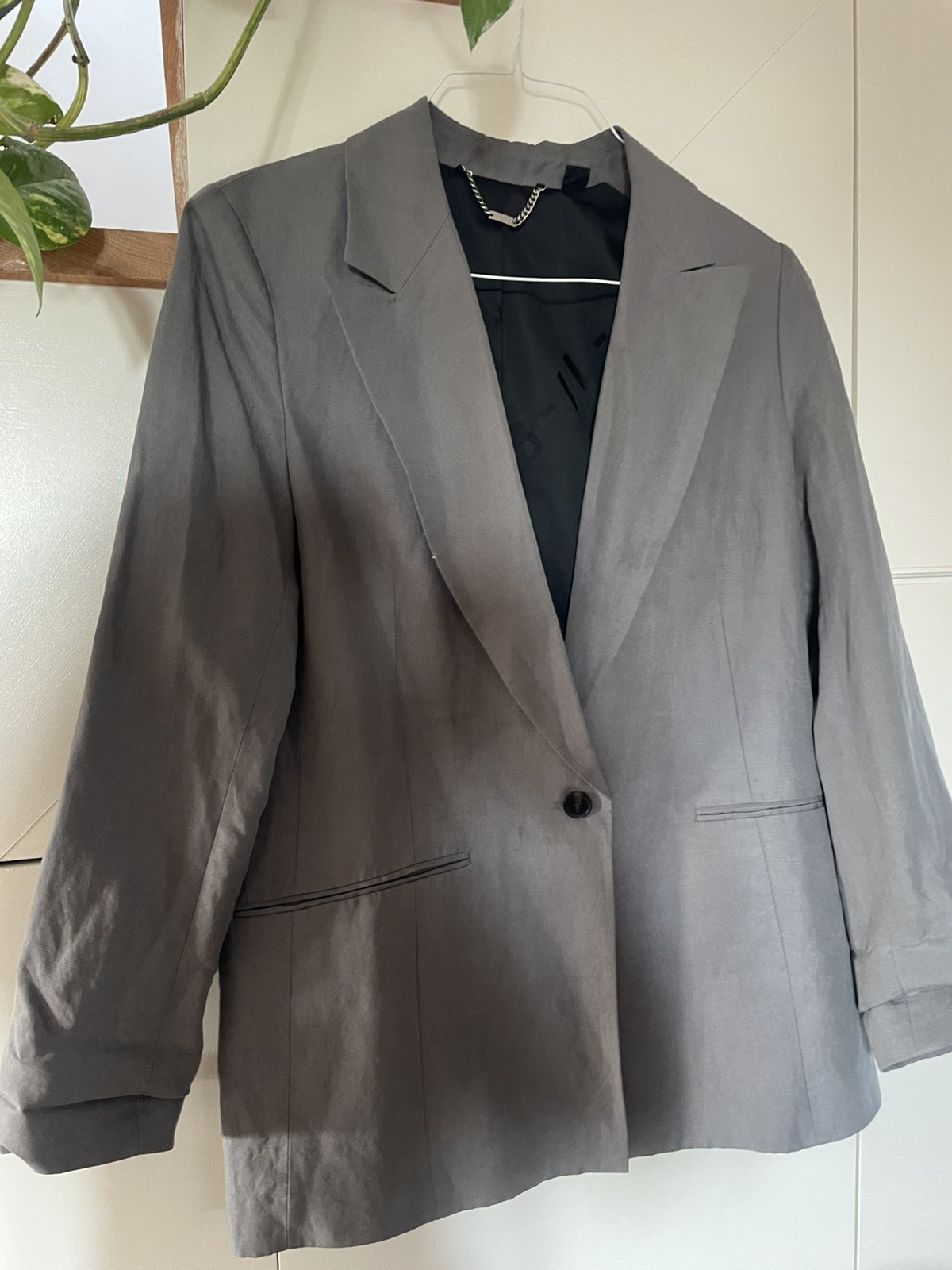 Allsaints grey blazer Averie linen blazer UK 12