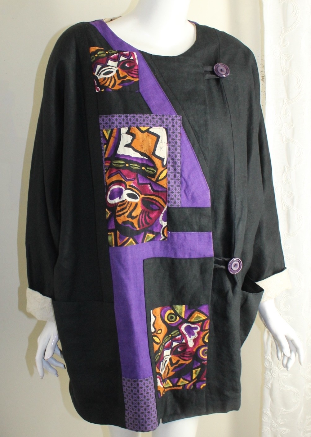 AMAZING HandMade Art Patchwork Reversible Egypt Kachina Jacket Coat XL 1X 2X