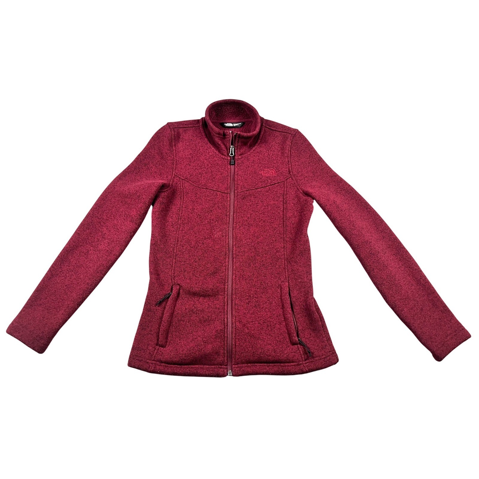 The North Face Women’s Small Maggy Sweater Full Zip Fleece Jacket Red Heathered