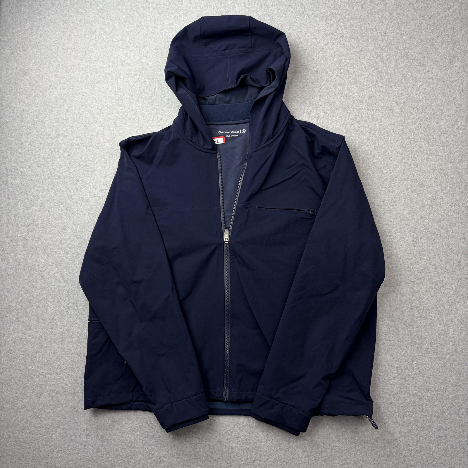 Outdoor Voices Jacket Womens XL Blue Hooded Windbreaker Zip Pockets Lightweight