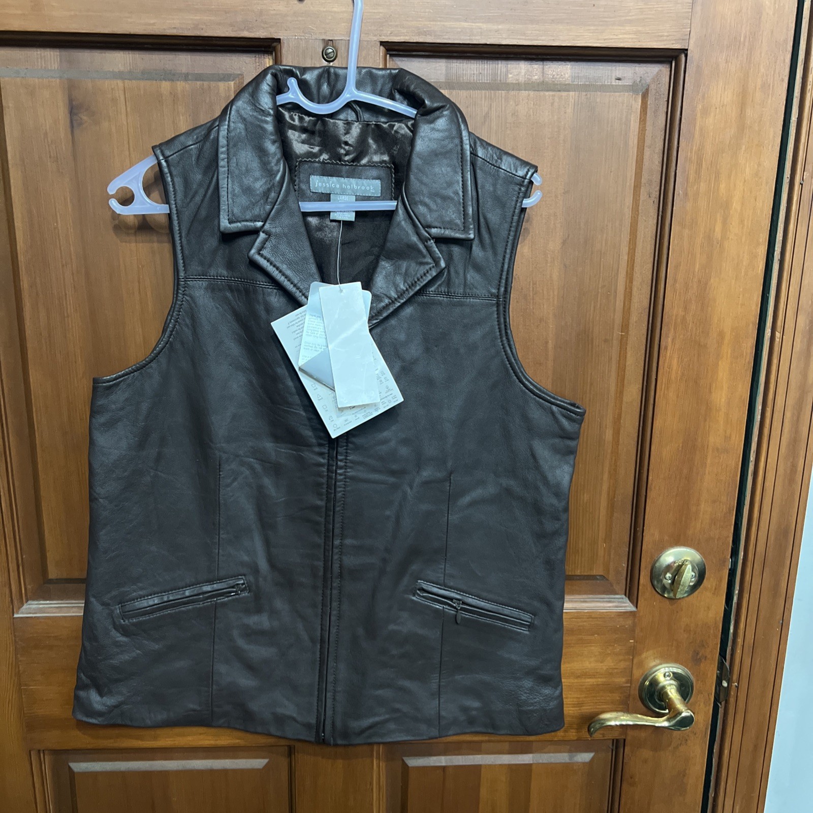 Jessica Holbrook Brown Lamb Leather Women’s Vest Large ( 14 – 16 )