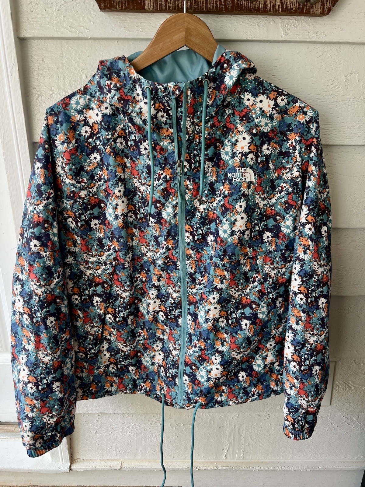 The North Face Antora Womens size XL Floral Hooded Rain Lightweight Jacket
